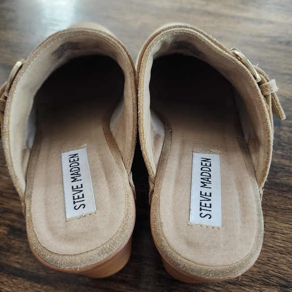 Steve Madden Tan Suede Mules Studded Buckle, SOMAH TPE, Sz 8 - Picture 8 of 10
